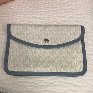 Michael Kors Cream and Blue Clutch